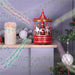 Mechanical Carousel Music Box Wooden Christmas Decoration Ornament Festive RED