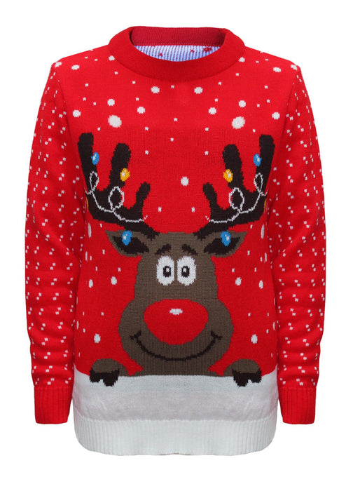 LADIES KNITTED RUDOLPH REINDEER XMAS WOMENS CHRISTMAS NOVELTY JUMPER SWEATER TOP