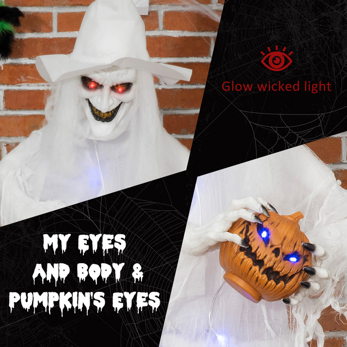 Halloween Witch & Pumpkin Decoration – Light-Up Scary Animated Prop - Samanta Factory