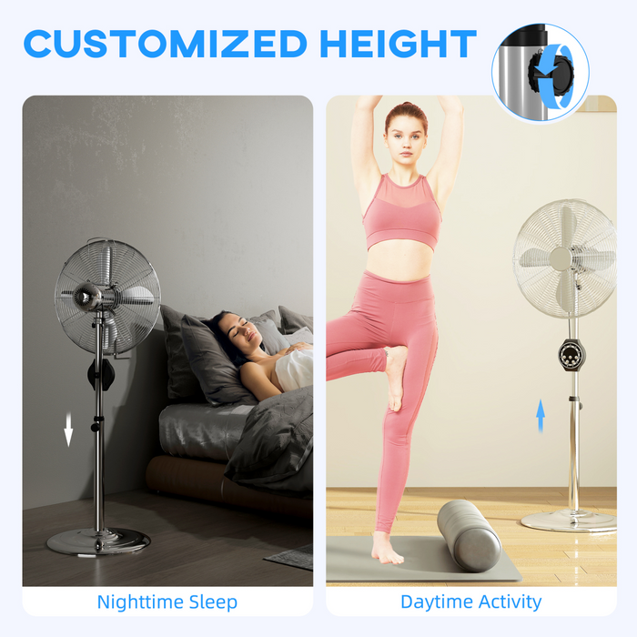 Metal Pedestal Fan – Oscillating Cooling with Adjustable Height & Timer