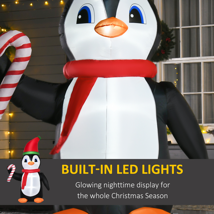 8ft Inflatable Christmas Penguin – LED Lighted Outdoor Candy Cane Decor - Samanta Factory