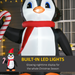 8ft Inflatable Christmas Penguin – LED Lighted Outdoor Candy Cane Decor - Samanta Factory