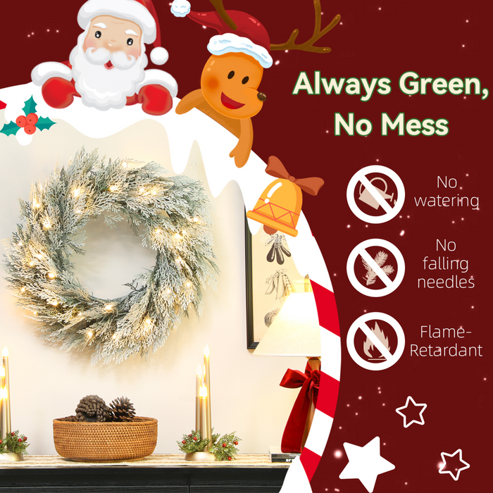 Christmas LED Wreath – Snow-Dusted Branches & Warm White Lights - Samanta Factory