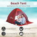 Pop-Up Beach Tent – 2-3 Person Sun Shelter with Ventilation & Carry Bag - Samanta Factory