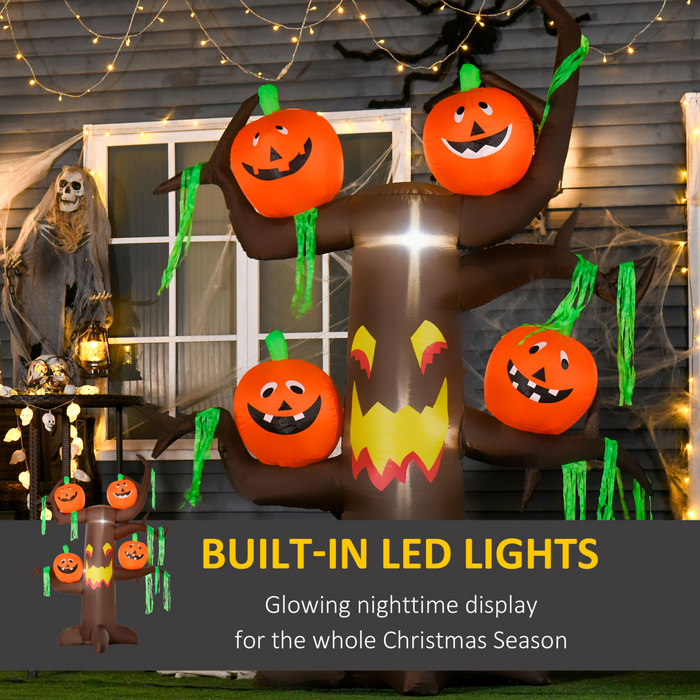 Halloween Inflatable Ghost Tree – 2.4m with Pumpkins & 6 LED Light - Samanta Factory