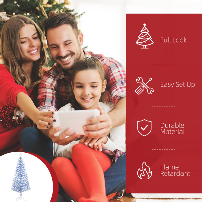 Artificial Christmas Tree – White & Blue LED-Lit Holiday Design - Samanta Factory