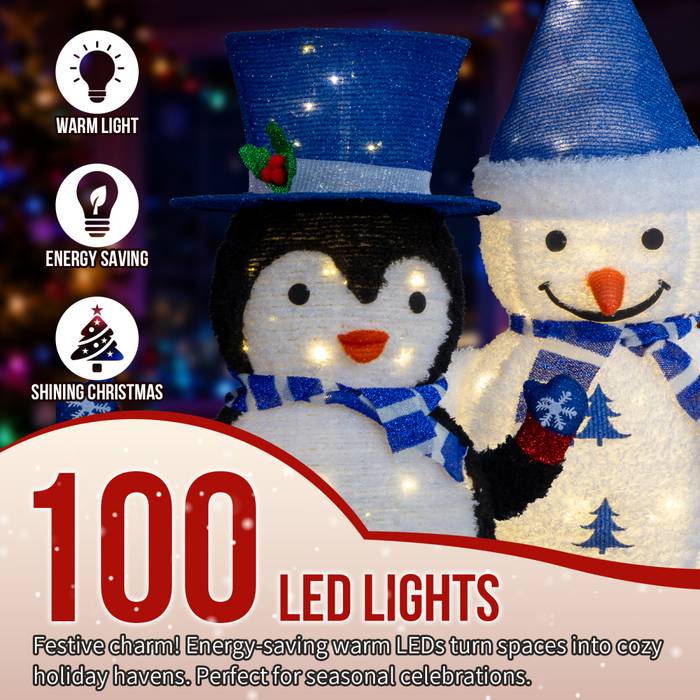 Christmas Lighted Decorations – Penguin & Snowman Duo - Samanta Factory