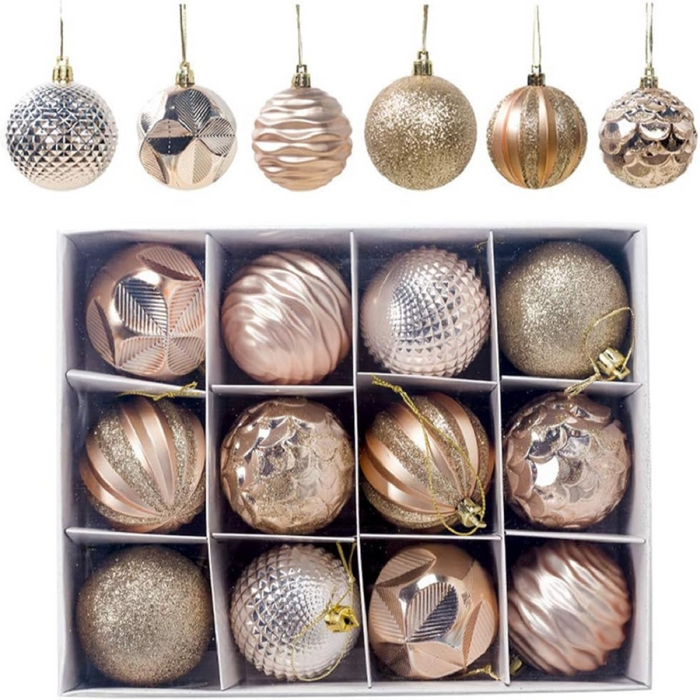 Christmas Baubles 60mm Christmas Tree Decoration Ornaments Pendants 12pcs Shatterproof Balls Large Hanging Ball - Samanta Factory