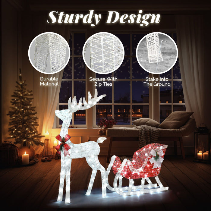 Lighted Christmas Reindeer & Sleigh – 4ft Outdoor LED Decor - Samanta Factory