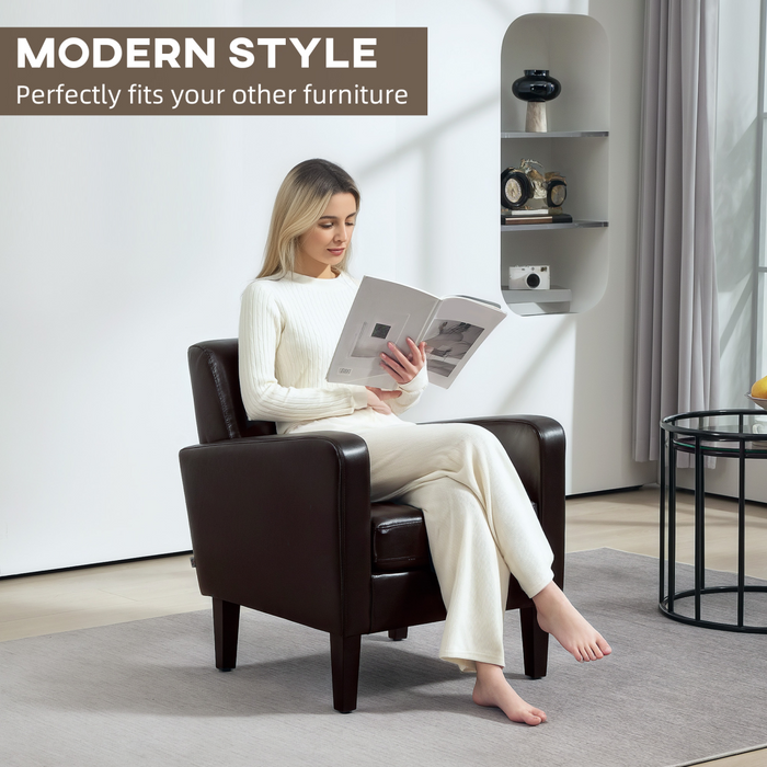 Accent Armchair – Compact PU Leather Chair with Pocket Spring Support