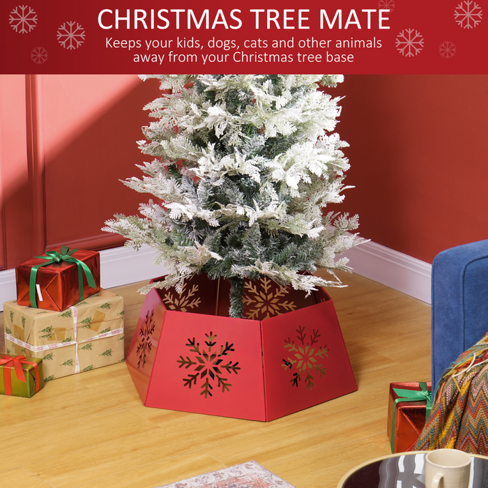 Christmas Tree Stand – Red Hollow Snowflake Design - Samanta Factory