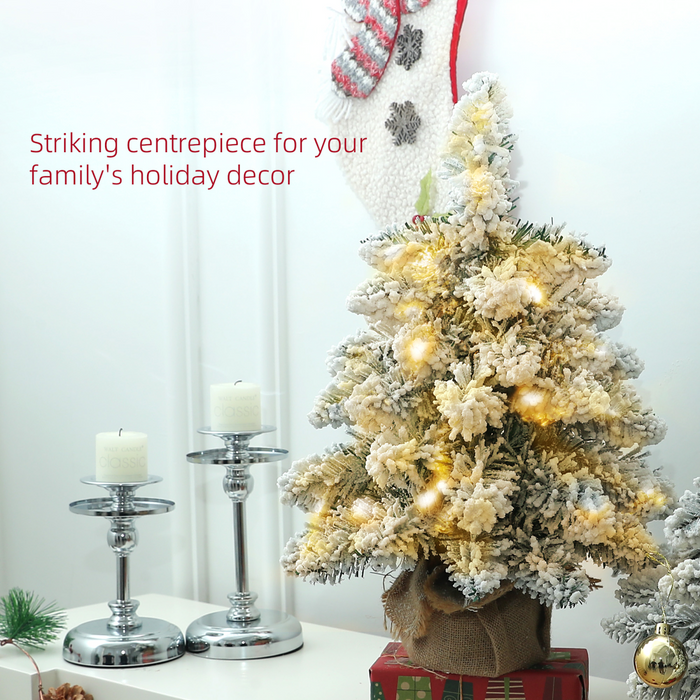 Mini Christmas Tree Set – Snow Flocked LED Tabletop Decorations - Samanta Factory
