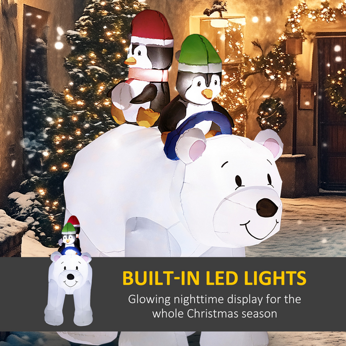 Inflatable Penguin & Polar Bear Display – Light-Up 6.4ft Outdoor Decoration - Samanta Factory