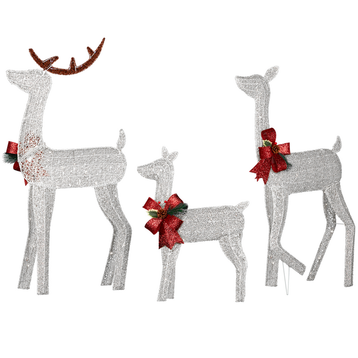 Lighted Christmas Reindeer Set – 3-Piece Family Display - Samanta Factory
