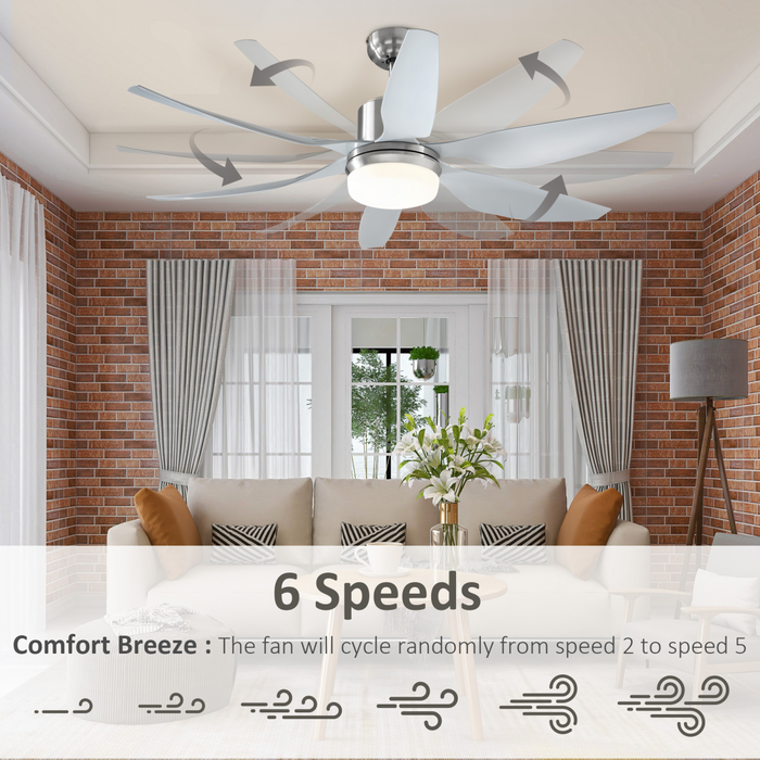 Reversible Ceiling Fan with Light, 3 Blades LED Lighting Remote Silver Fan - Samanta Factory