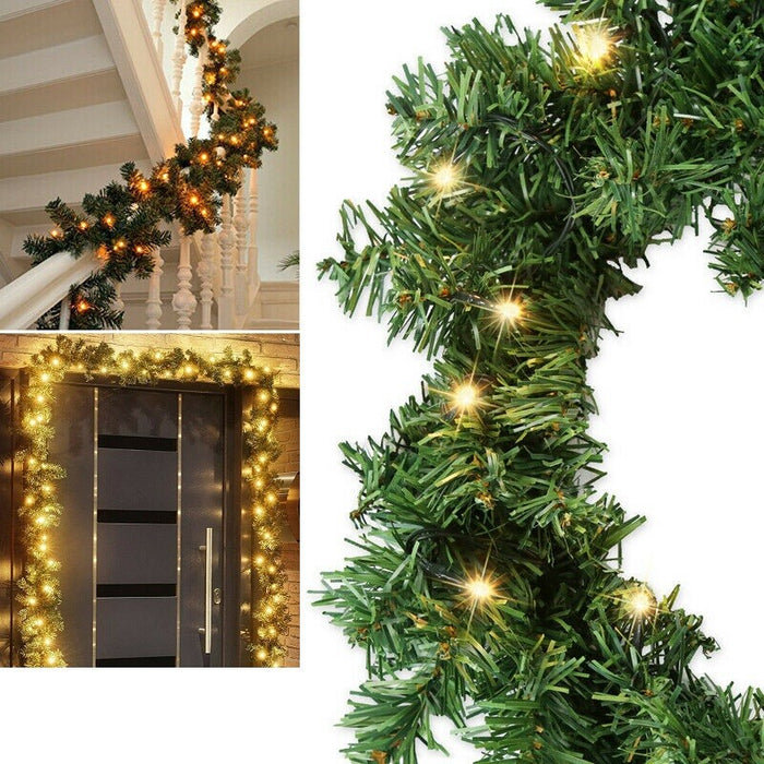 16Ft Christmas Garland with Lights Pre Lit for Door Wreath Stair Fireplace Tree