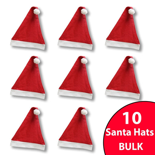 10 Pack Xmas Hats Christmas Hats Adult Party Fancy Dress Santa Decorations Bulk