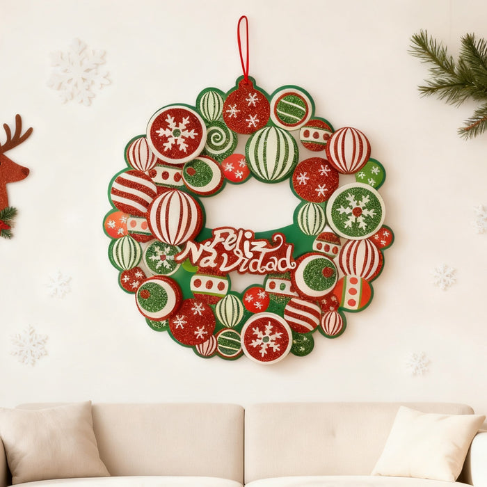 Christmas Front Door Hanging Ornament – Holiday Wreath Home Wall Decoration