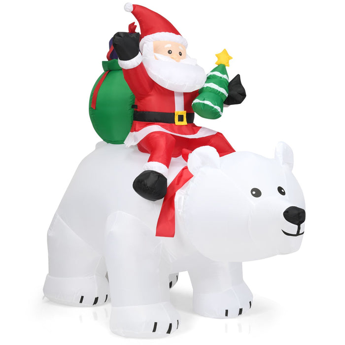 Inflatable Christmas Santa Riding Polar Bear with Shaking Head