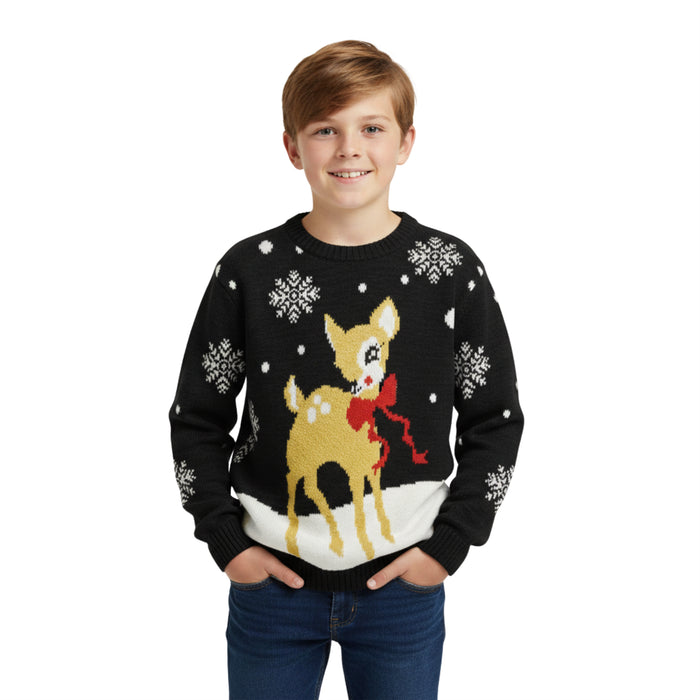 Christmas Jumper Kids Girls Baby Deer Novelty Xmas Knitted Jumper Warm Sweater