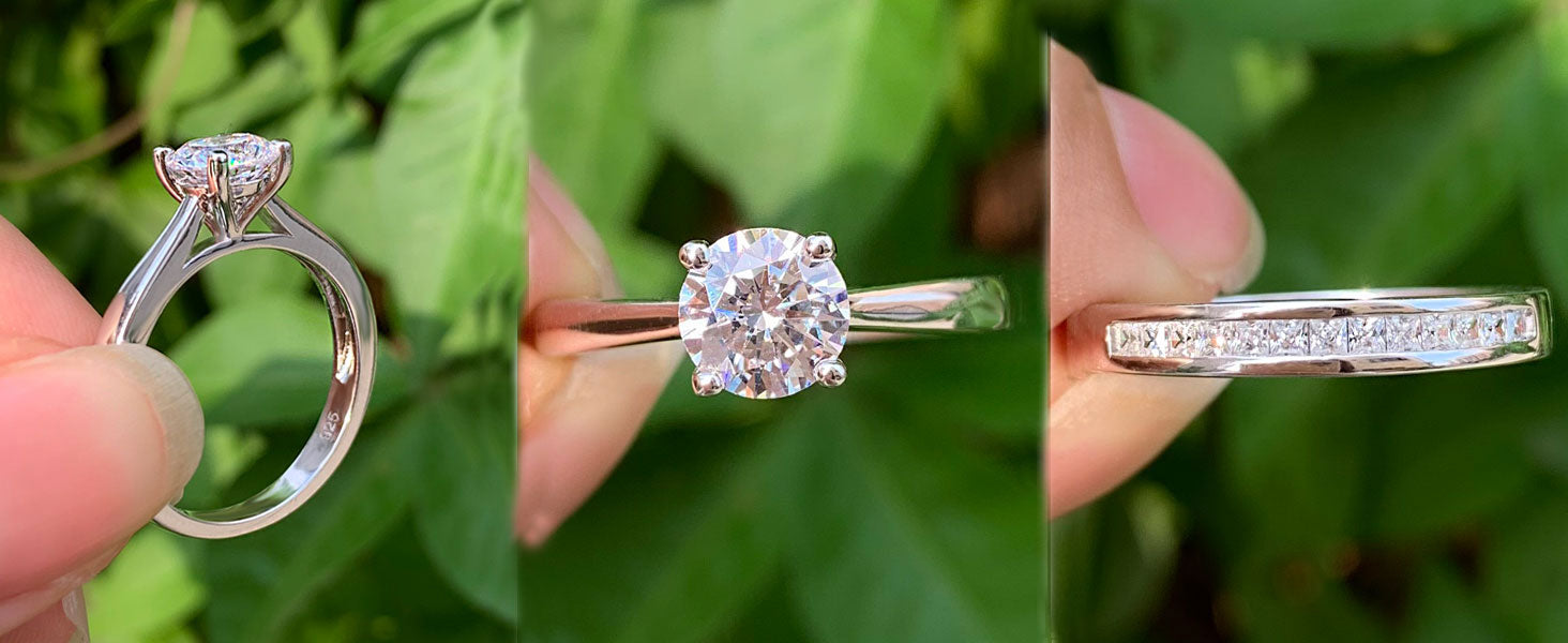 Bridal Ring Set – 1ct Round Cut Zircon in 925 Sterling Silver