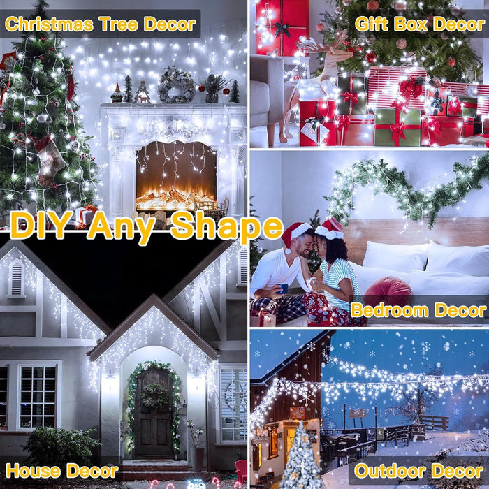 400 LED Icicle Lights 17M Super Bright Christmas Snowing Effect Outdoor Light UK