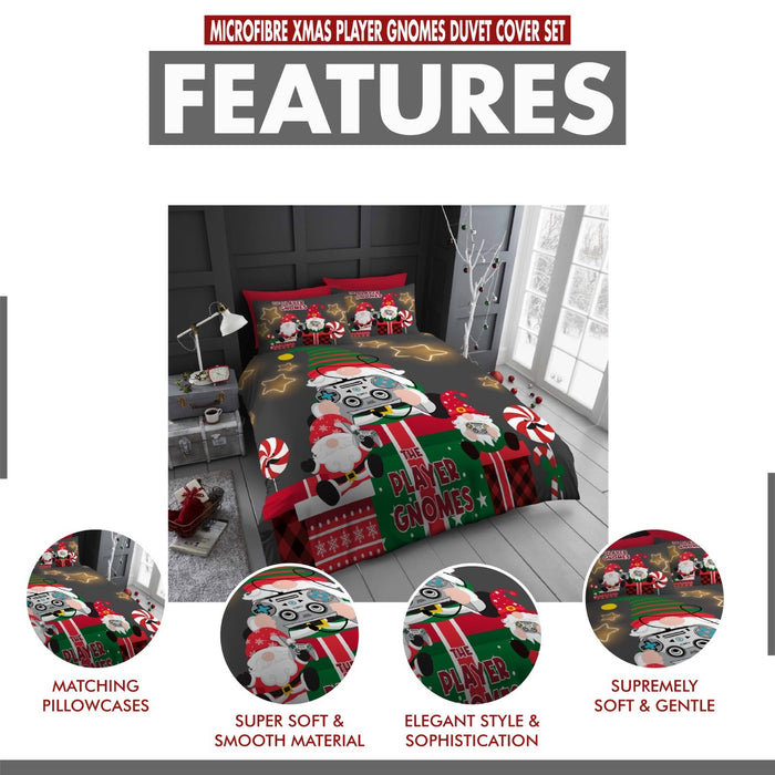 Xmas Duvet Quilt Cover Pillowcase Soft Reversible Printed Bedding Set All Size