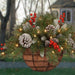 Pre-Lit Artificial Christmas Hanging Basket - Flocked with Mixed Decorations UK