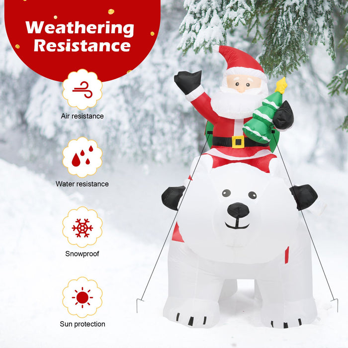 Inflatable Christmas Santa Riding Polar Bear with Shaking Head