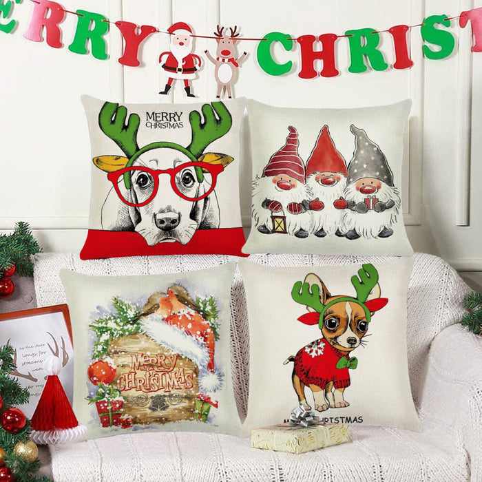 Christmas Pillow Case Cushion Cover Xmas Santa Claus Tree Snow Home Decor 45*45