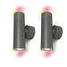 4lite WiZ smart outdoor wall lights in dark grey with colour-changing LED bulbs.