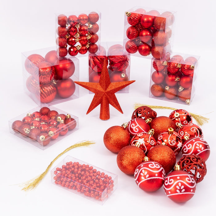 100 Christmas Baubles Tree Hanging Balls Xmas Party Beads Ornament Mixed Sizes