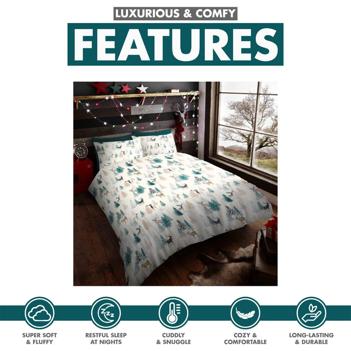 Xmas Duvet Quilt Cover Pillowcase Soft Reversible Printed Bedding Set All Size