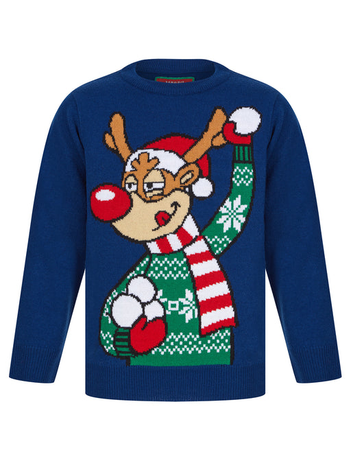Kids Boys Christmas Jumper Reindeer Snow Xmas Sweater Pullover Novelty