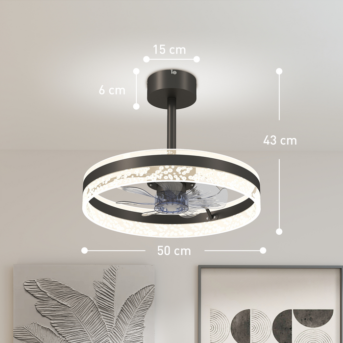 Modern LED Ceiling Fan with Remote – 6-Speed, Reversible Motor & Adjustable Light Modes