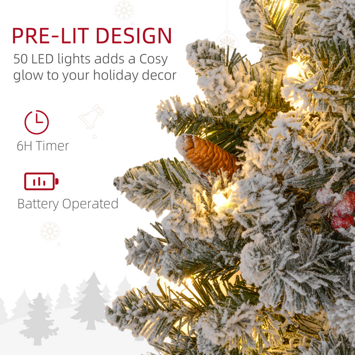 Christmas Wreath – Frosted Pinecones & LED Lights - Samanta Factory