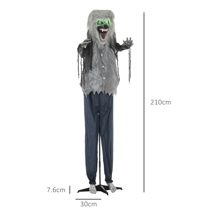 Halloween Animatronic Skeleton Werewolf – Motion-Activated Green-Eyed Decor - Samanta Factory