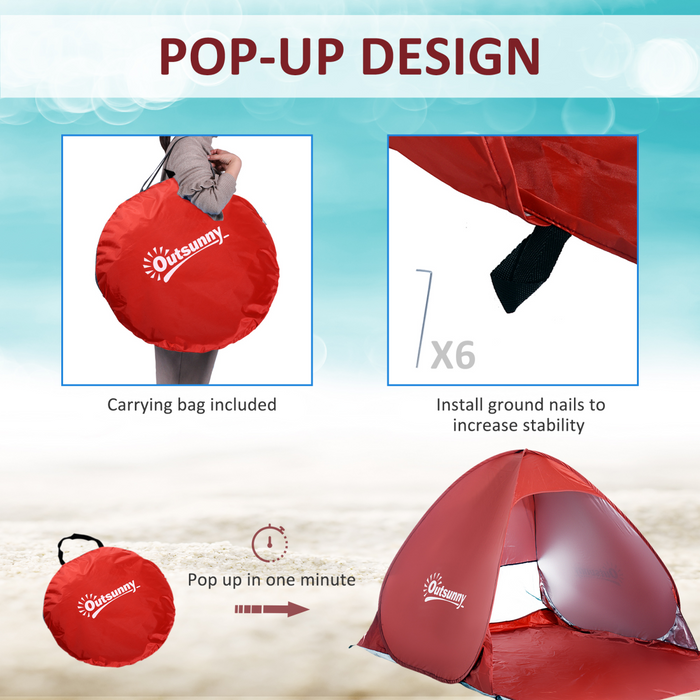 Pop-Up Beach Tent – 2-3 Person Sun Shelter with Ventilation & Carry Bag - Samanta Factory