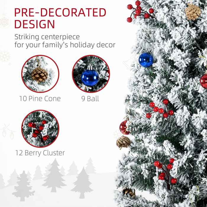 7ft Artificial Christmas Tree – Pre-Decorated with Multi-Coloured Lights - Samanta Factory