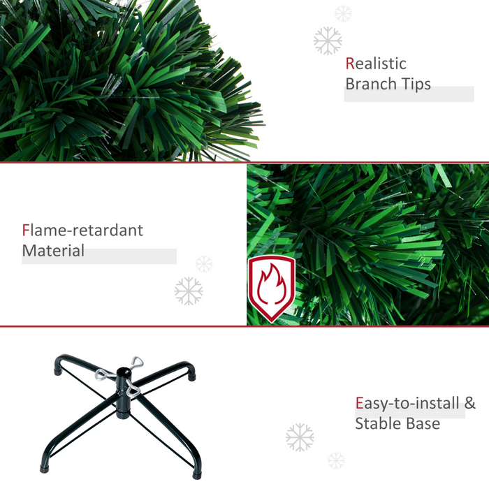 4FT Green Fibre Optic Artificial Christmas Tree LED Snowflakes Fireproofing - Samanta Factory
