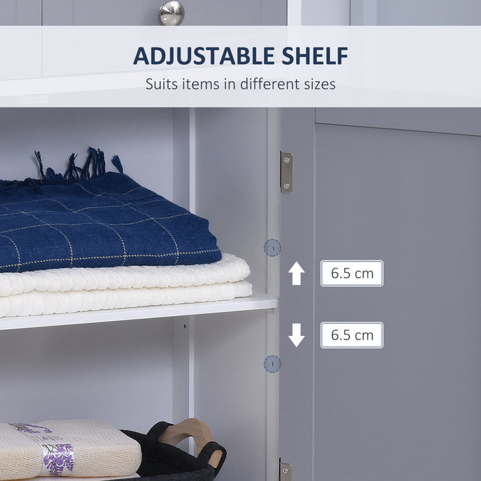 Freestanding Bathroom Cabinet – White MDF Storage Unit with Drawers & Adjustable Shelf - Samanta Factory