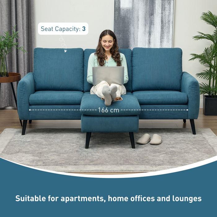 3-Seater Corduroy Sofa – Modular Chaise Lounge with Adjustable Legs & Plush Foam Comfort