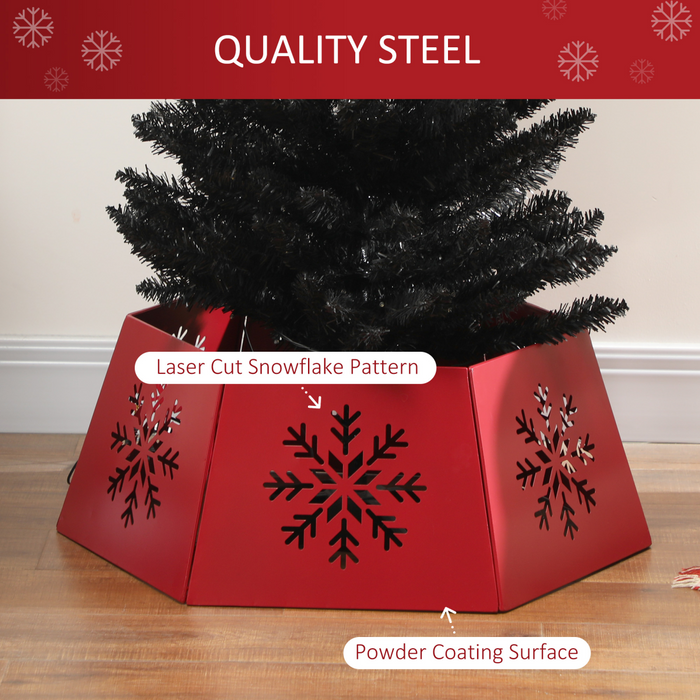 Christmas Tree Stand – Red Hollow Snowflake Design - Samanta Factory