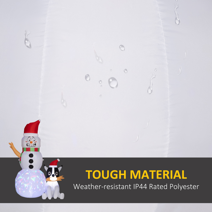 Inflatable Snowman with Dog – LED White & Rotating Lights 6.2ft - Samanta Factory