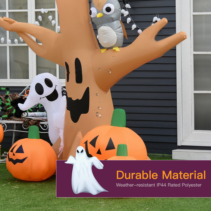 Large Inflatable Halloween Tree – 240cm with LED Lights, Ghost, Pumpkins & Owl - Samanta Factory