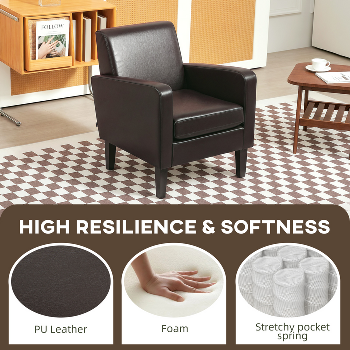 Accent Armchair – Compact PU Leather Chair with Pocket Spring Support