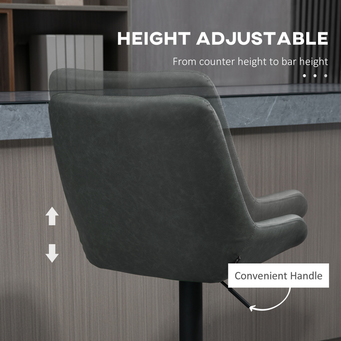Adjustable Bar Stools Set – Swivel PU Leather with Footrest