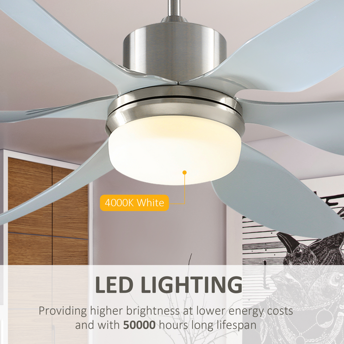 Reversible Ceiling Fan with Light, 3 Blades LED Lighting Remote Silver Fan - Samanta Factory
