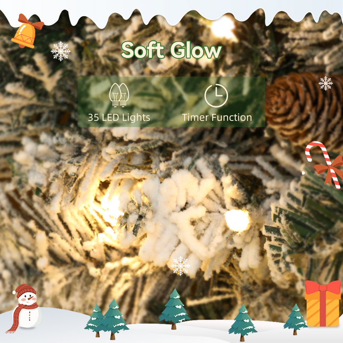 Christmas LED Wreath – Snow-Dusted Branches & Warm White Lights - Samanta Factory