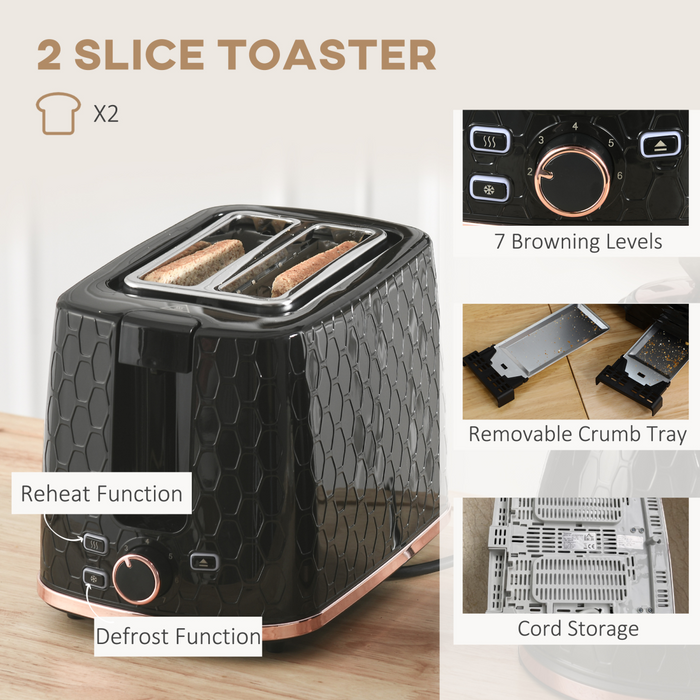 Electric Kettle & Toaster Breakfast Set – Fast Boil & 7 Browning Levels with Stylish Honeycomb Design